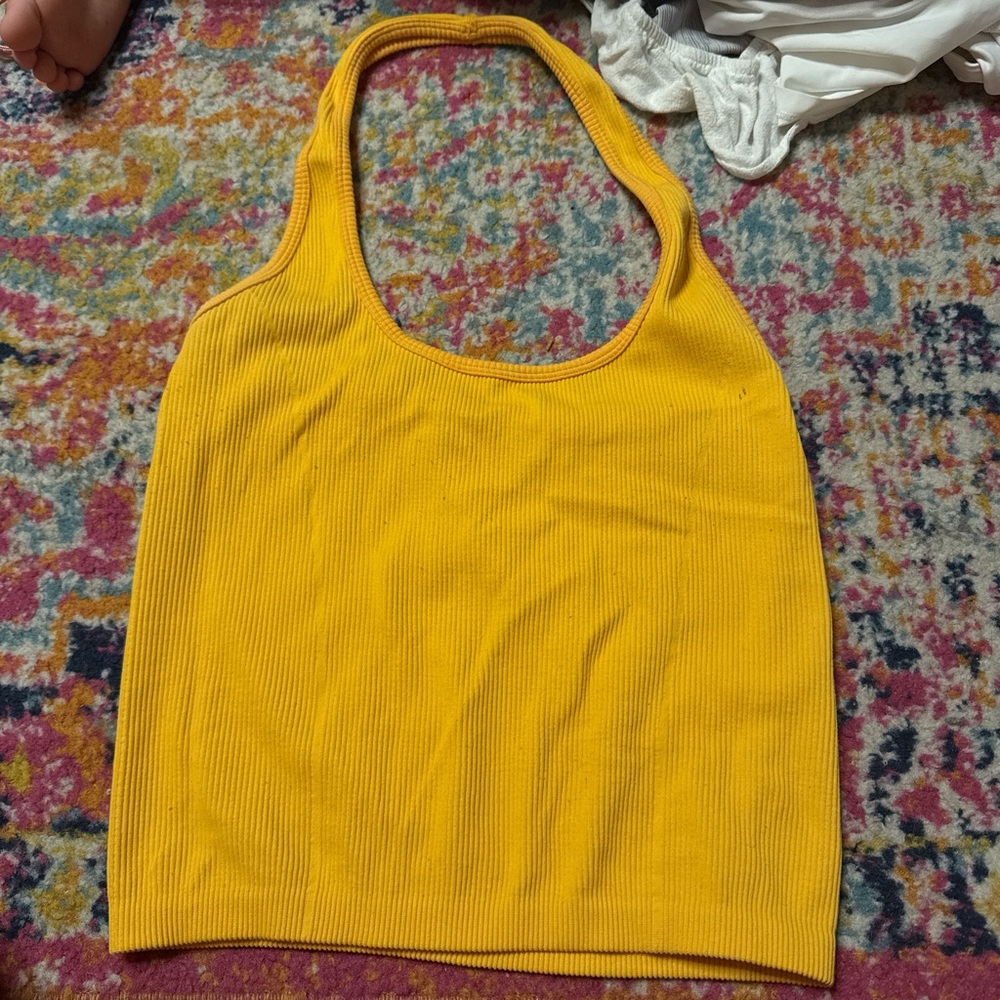orange Ribbed Tank Top